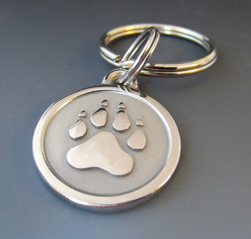 Large Stainless Steel Engraved Paw Keychain