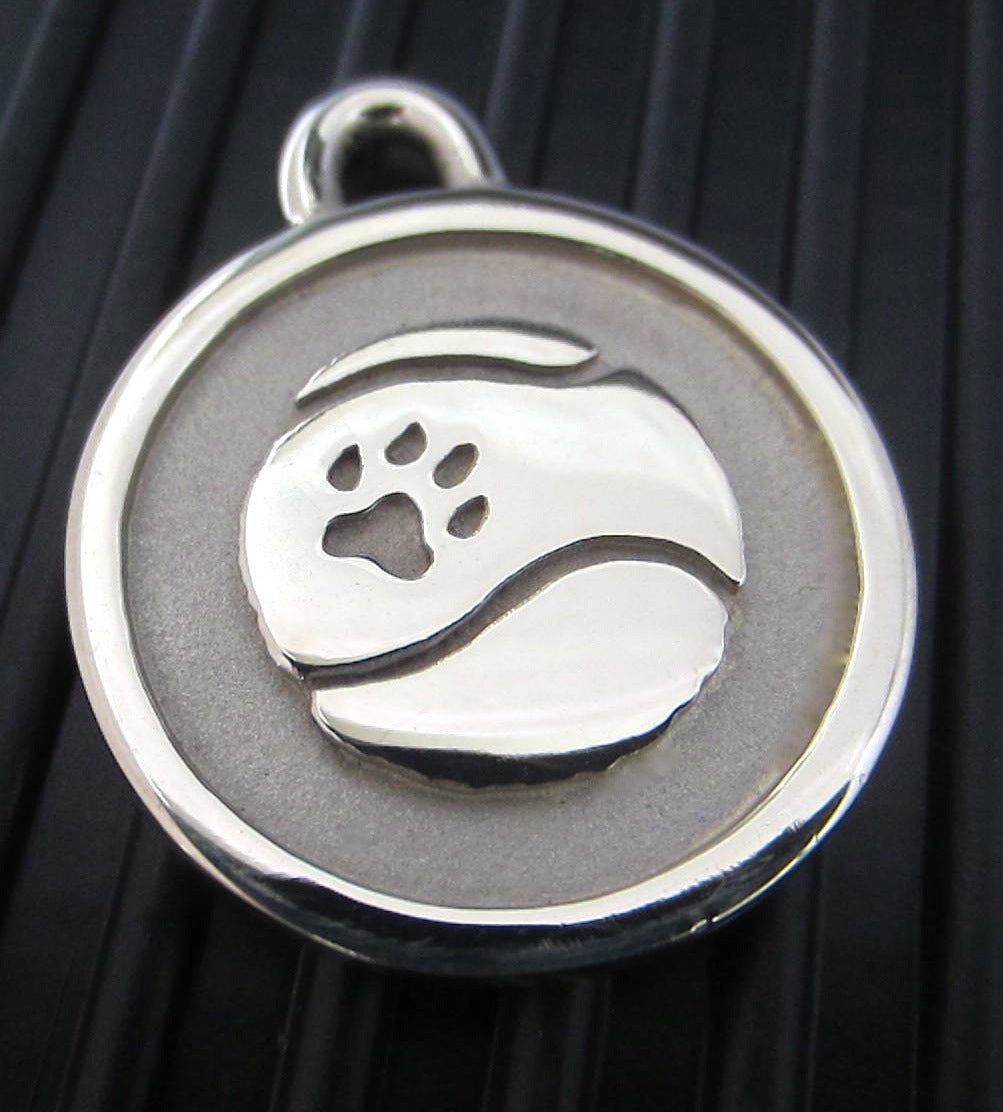 Medium Stainless Steel Tennis Ball ID Tag for Dogs