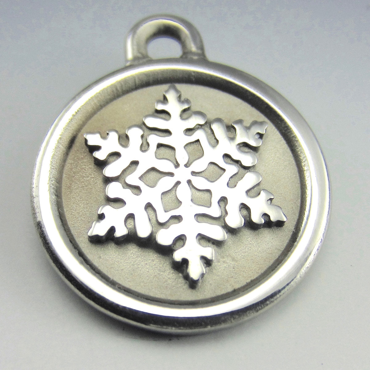 Medium Stainless Steel Snowflake Dog ID Tag