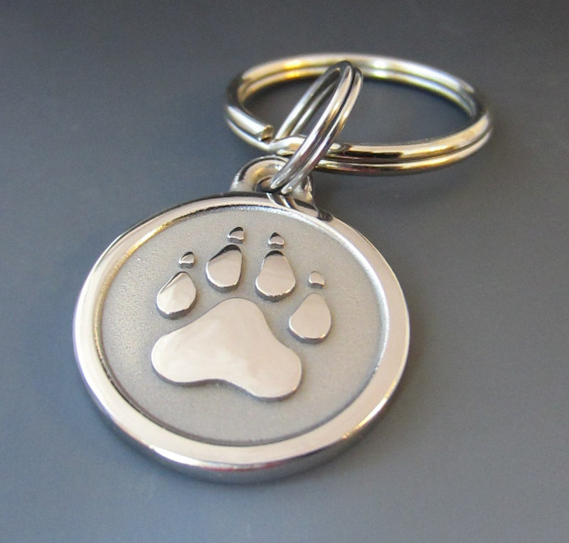 Stainless Steel Engraved Paw Keychain