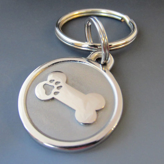 Stainless Steel Engraved Dog Bone Keychain
