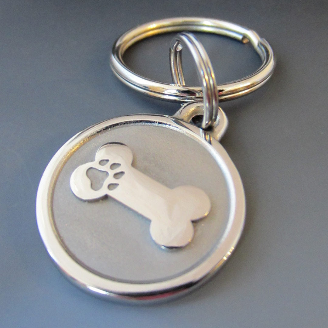 Large Stainless Steel Engraved Dog Bone Keychain