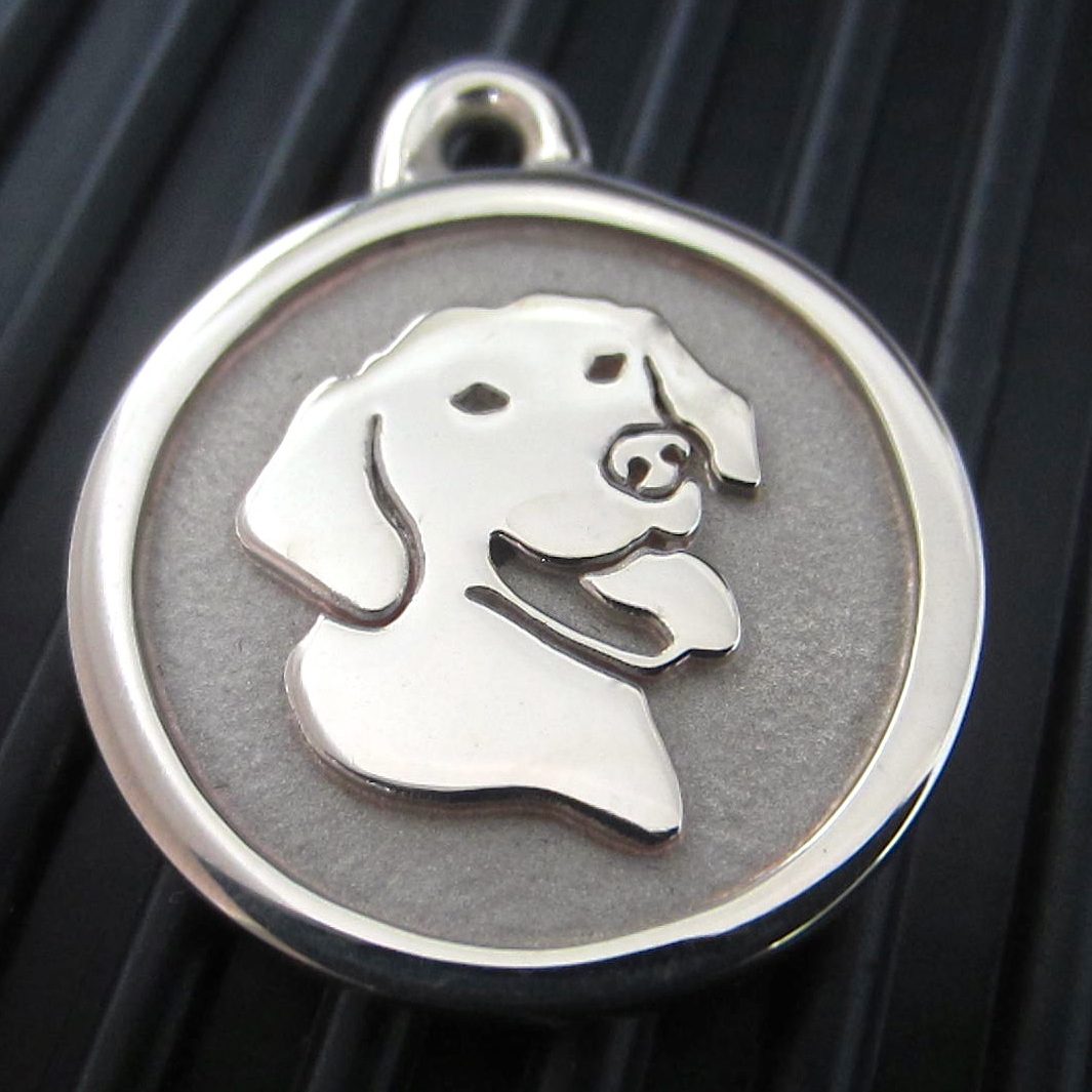 Medium Stainless Steel Smiling Lab ID Tag for Dogs
