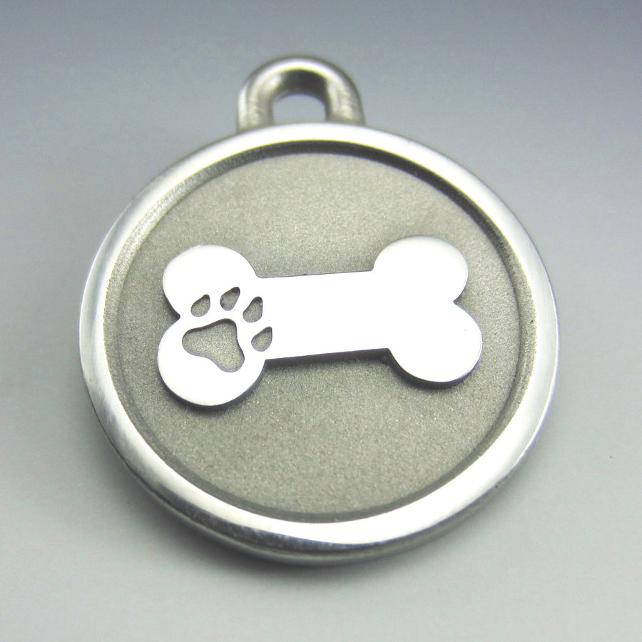 Medium Stainless Steel Bone ID Tag for Dogs 