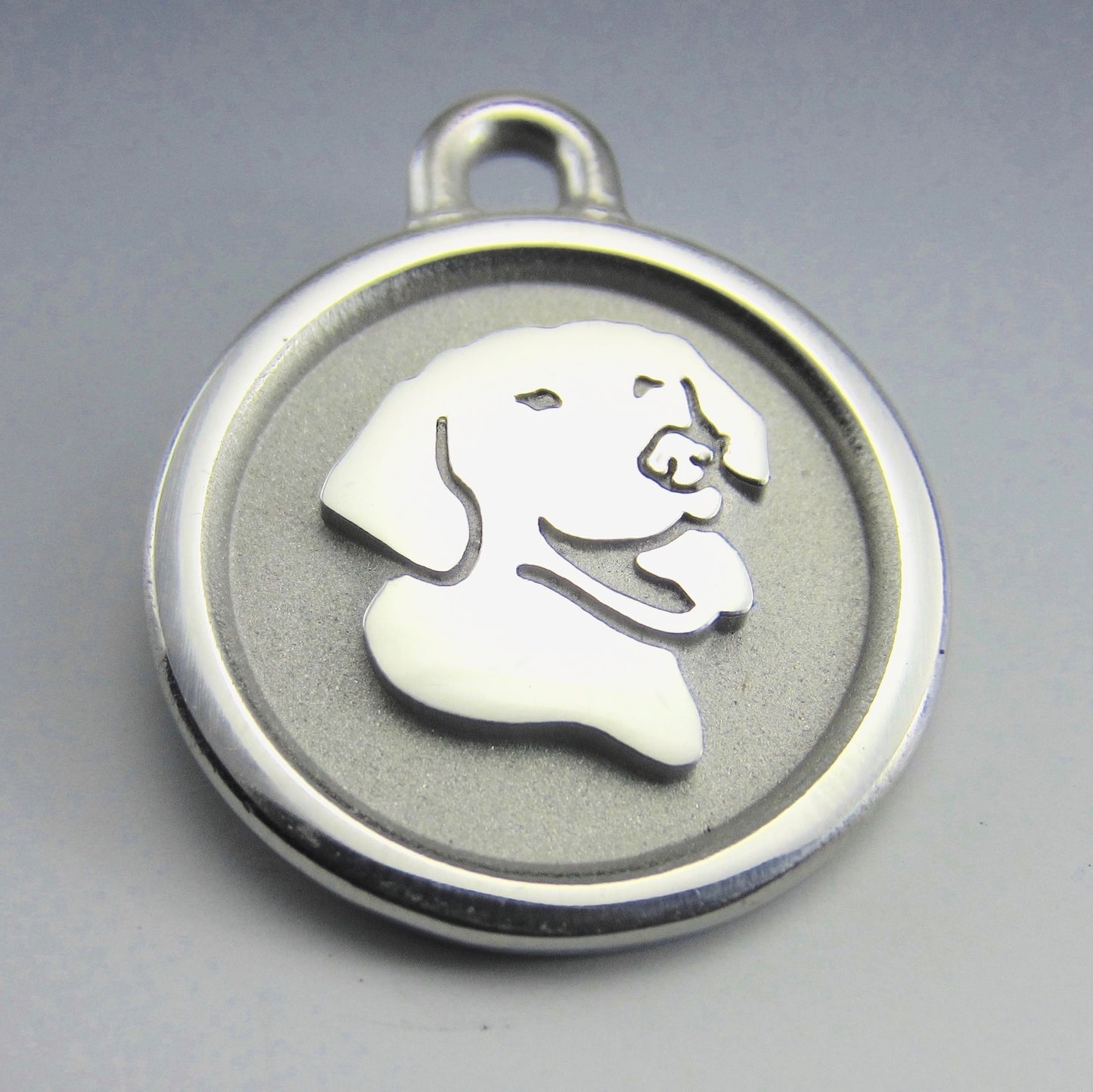 Medium Stainless Steel Smiling Lab ID Tag for Dogs