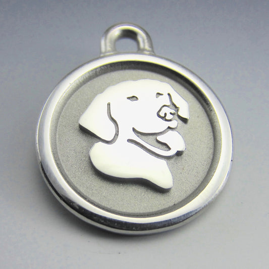 Medium Stainless Steel Smiling Lab ID Tag for Dogs