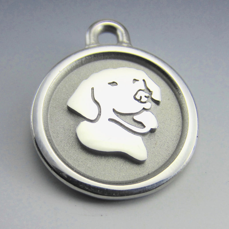 Medium Stainless Steel Smiling Lab ID Tag for Dogs