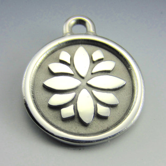 Large Stainless Steel Lotus Dog ID Tag