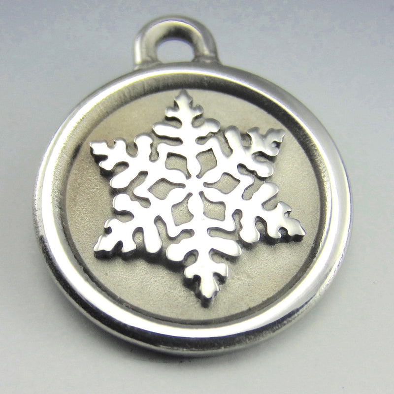 Medium Stainless Steel Snowflake Dog ID Tag