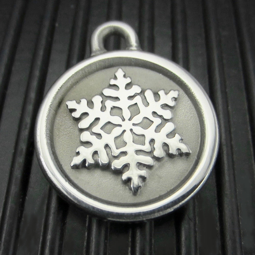 Medium Stainless Steel Snowflake Dog ID Tag