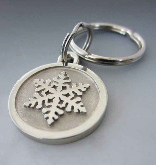 Stainless Steel Engraved Keychain/ Small Snowflake