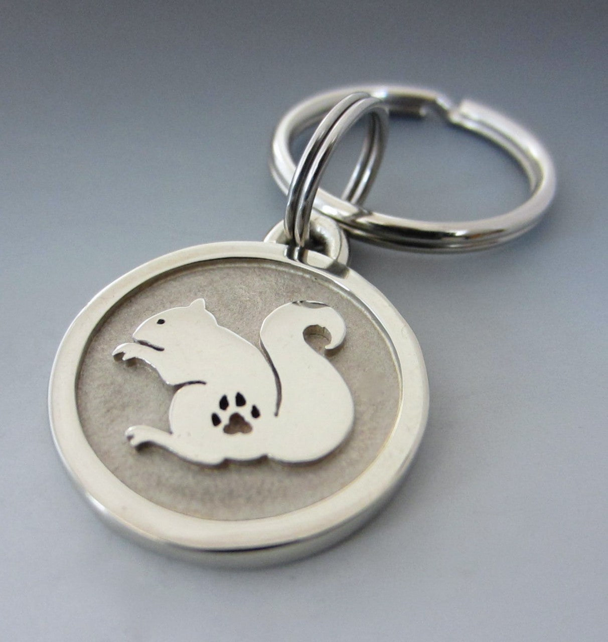 Large Stainless Steel Squirrel Pet Keychain