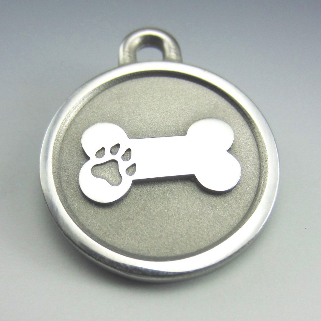 Stainless Steel Pet ID Tag-Large Bone - Silver Paw Pet Tags
