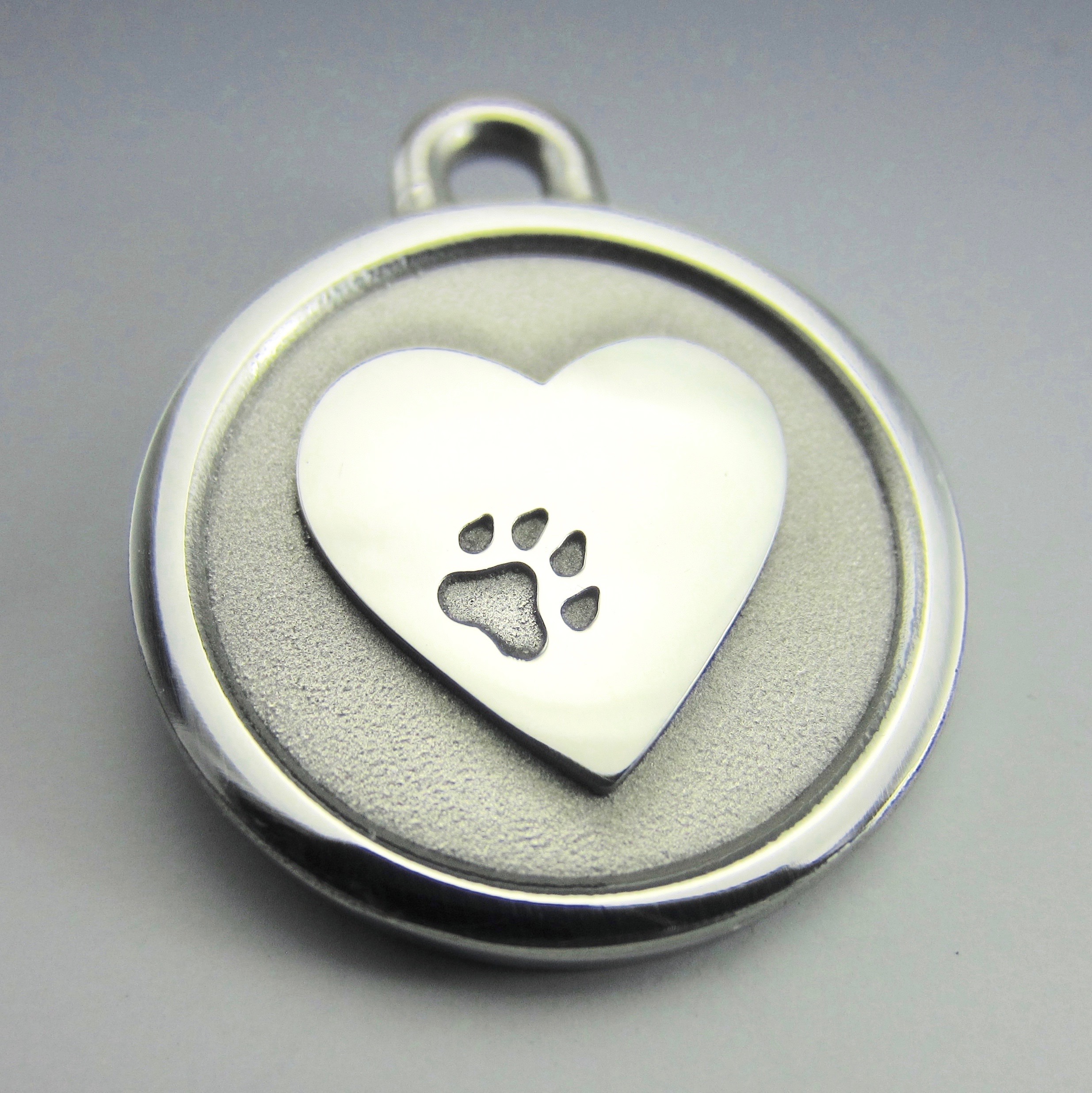 Stainless Steel Pet ID Tag-Medium Double Sided Blank - Silver Paw Pet Tags